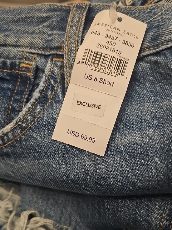 American Eagle Outfitters Light Blue Straight-Leg Jeans with Knee Distress - Picture 4 of 5